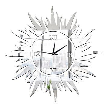 Amazon 壁時計 おしゃれ 掛け時計 デザイン 可愛い 太陽 シルバー