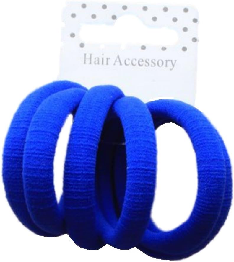 Set of 6 Royal Blue Soft Jersey Endless Hair Elastics Bobbles Bands, Bottle Green, 6 count (Pack of 1)