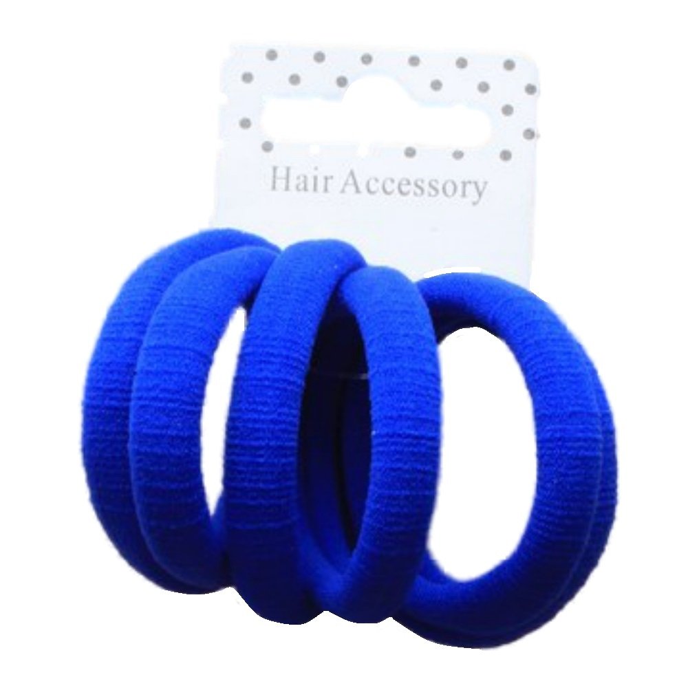 Set of 6 Royal Blue Soft Jersey Endless Hair Elastics Bobbles Bands