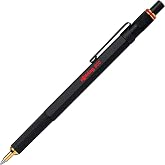 Rotring 800 Retractable Ballpoint Pen, Metal Barrel, Medium Point, Black Ink, Refillable, 1 Count