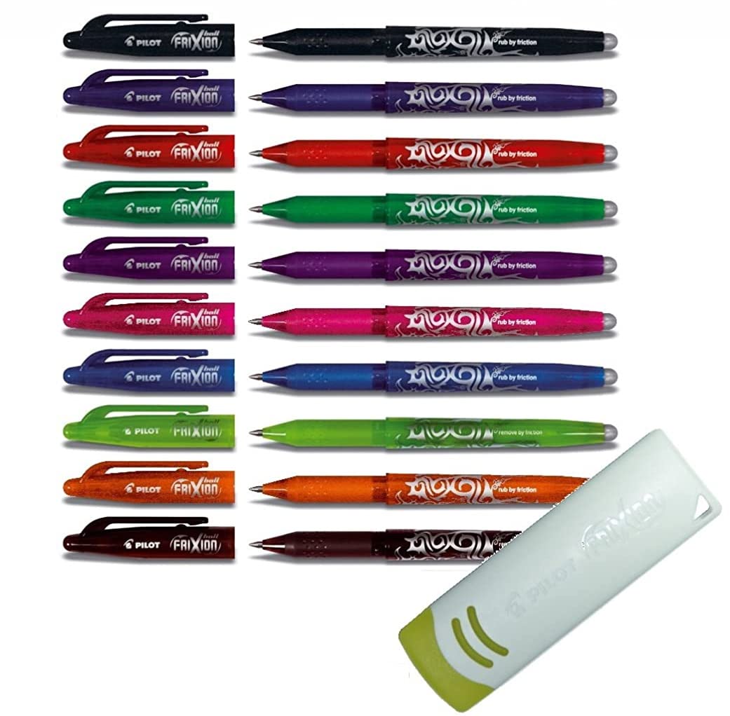 Pilot Frixion, BL-FR7 rollerball pen set, erasable, 0.7 mm tip, different colours, set of 10 10er Packung | mit Radierer Colourful