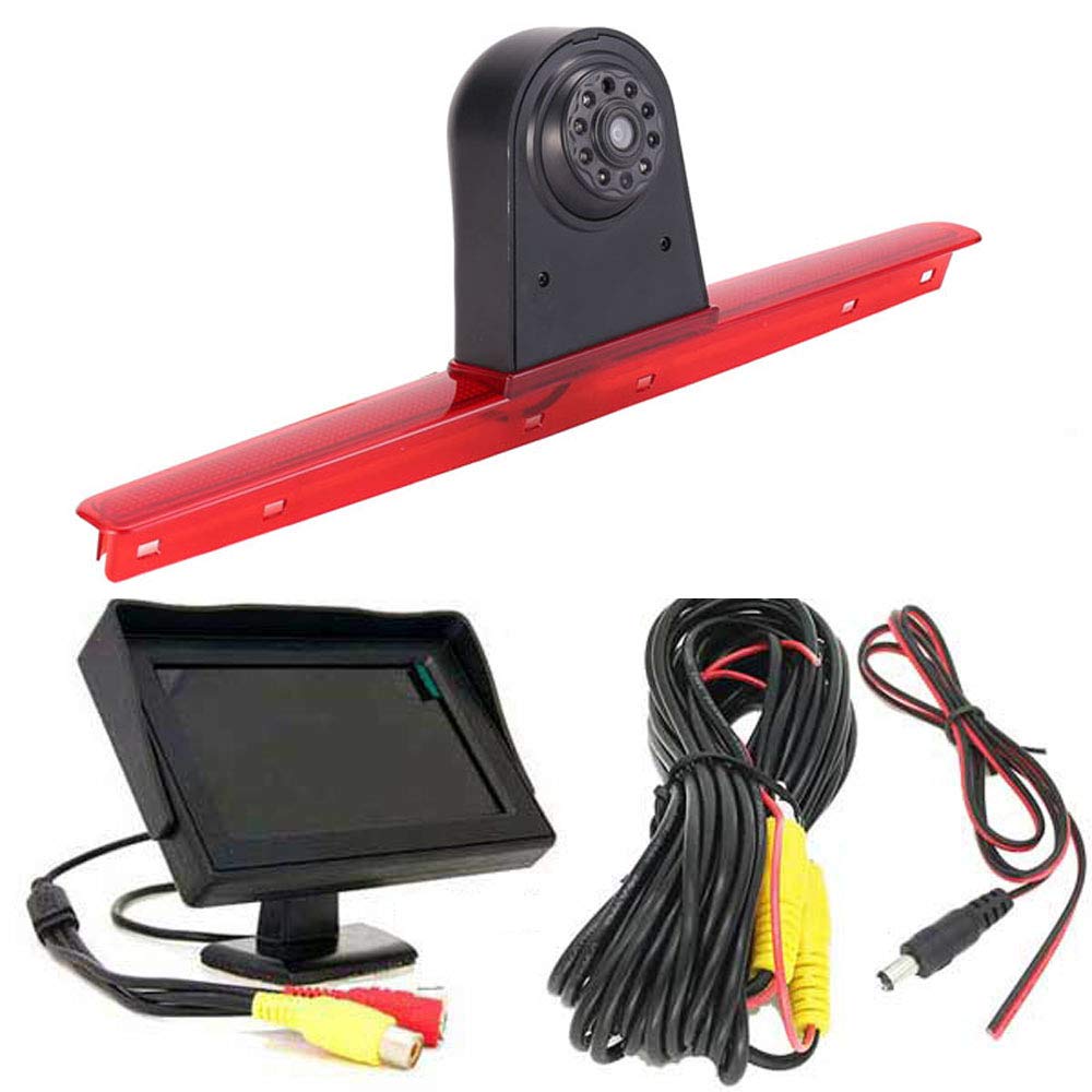 〔12mm Lens CMOS Camera + 4.3'' TFT LCD Monitor〕Car HD waterproof 3rd Brake Light Reverse Camera Kit for VW T5 Bus Transporter Multivan Caravelle/Business with tailgate third 3rd stop light