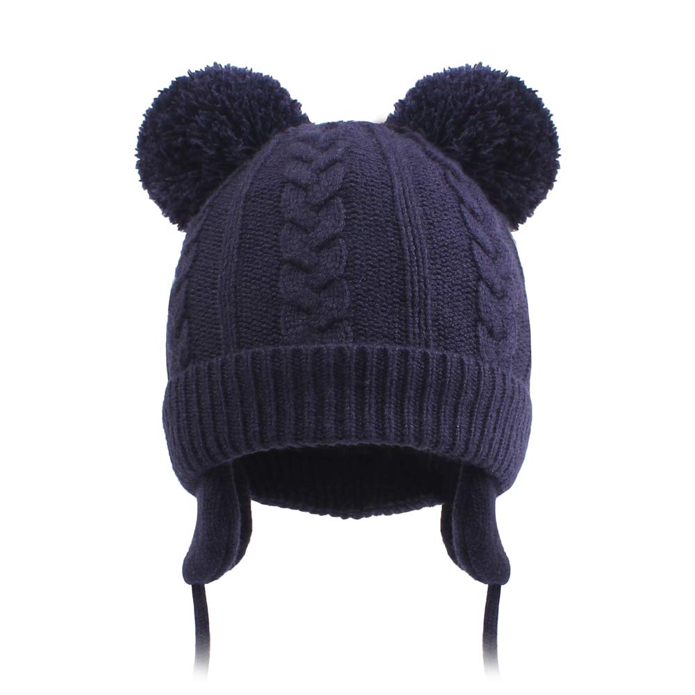 Duoyeree Toddler Winter Hat with Earflap Scarf Hood Thick Warm Kids Skull Cap for Baby Girls Boys