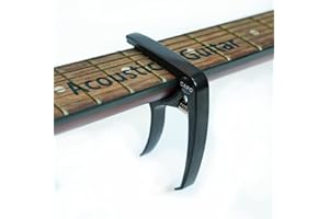 MEDIORAYS Guitar Capo for 6 String Guitar and Mandolin, Mini Size Professional Acoustic and Electric Guitars Capo (6StringCapo-Black-Y)