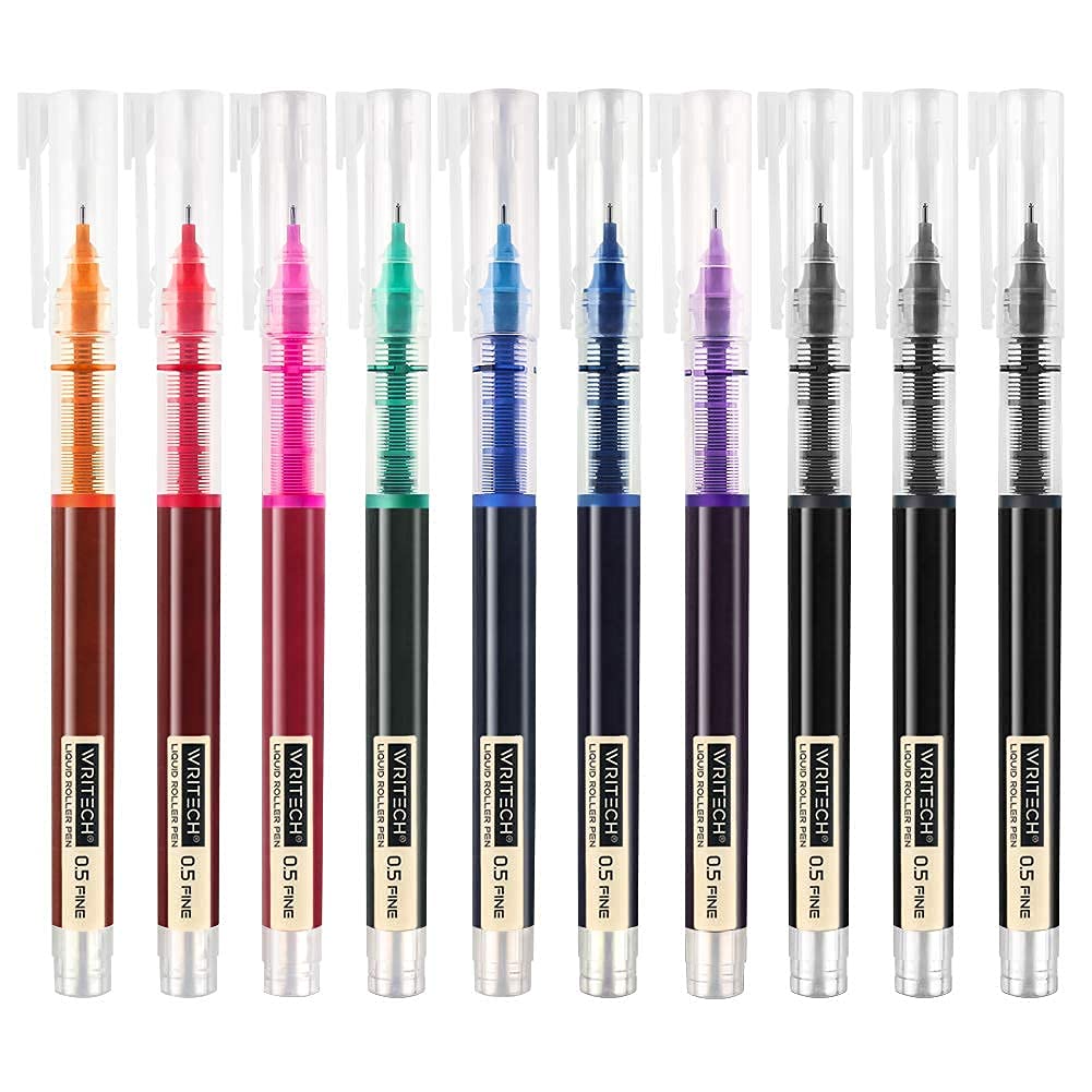 Photo 1 of WRITECH Rolling Ball Quick Dry 0.5 mm Extra Fine Point 10 Pcs Liquid Rollerball Multicolor (Multicolor)