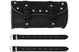 Artibetter Motorcycle Luggage Bag Black Pu Leather Secure Storage Tool Withstand Long Time Use for Bike