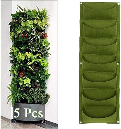 Amazon Co Jp 縦型植栽バッグ壁掛け7ポケット成長プランターバッグ壁掛け屋外屋内緑化花コンテナーガーデニングホーム植物ポーチ グリーン Diy 工具 ガーデン