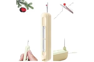HISKI 2 in 1 Seam Ripper and Thread Remover, 2025 New Plug-in Needle Threader Stretchable Seam Rippers for Sewing, Embroidery Stitch Removal Tool and Auto Needle Threader Tool Sewing Supplies (Beige)