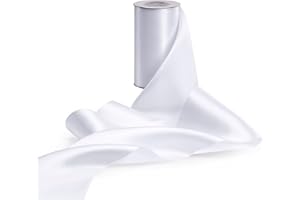 FAKILO Double Faced Satin Ribbon 4 Inch Solid Color Wide Ribbon Perfect for Cutting Ceremony Grand Opening Chair Sashes Bows 