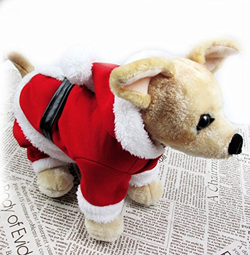 Pet Dog Puppy Kitten Christmas Clothes Santa Claus Costume Fancy Dress  Fleece Cold Weather Winter Hooded Sweater Outfit Coat Jacket Apparel for  Small