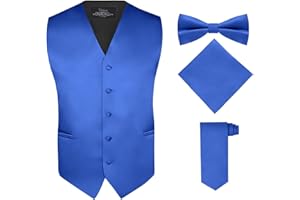 S.H. Churchill & Co. Men's 4 Piece Vest Set, with Bow Tie, Neck Tie & Pocket Hankie