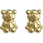 18K Gold Plated Bear Stud Earrings Cute Animal Fashion Studs Earrings Jewelry for Birthday Christmas Gifts