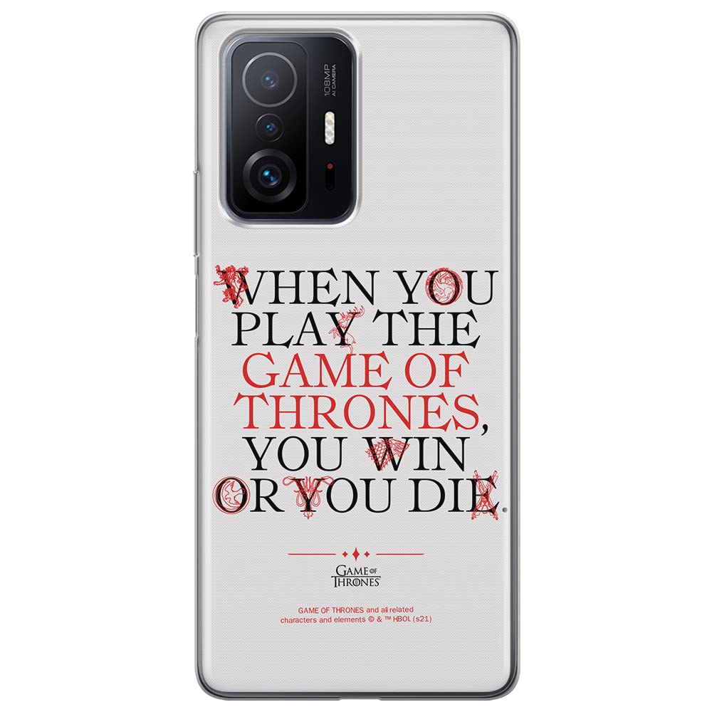 ERT GROUP mobile phone case for Xiaomi 11T 5G / 11T PRO 5G original and officially Licensed Game of Thrones pattern 009 optimally adapted to the shape of the mobile phone, case made of TPU
