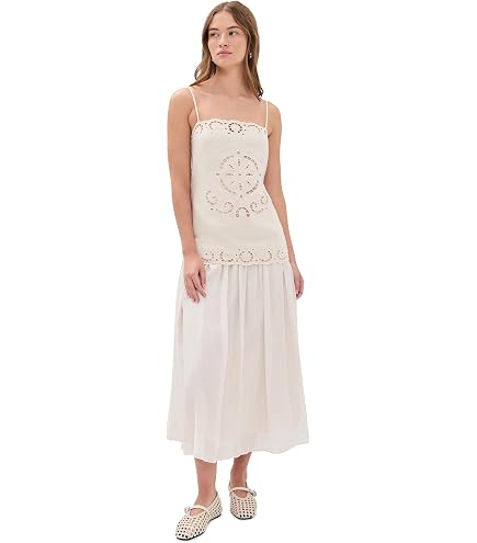 MOON RIVER Women's Spaghetti Strap Seashell Midi Dress, Cream Multi, XS at Amazon Women's Clothing store
