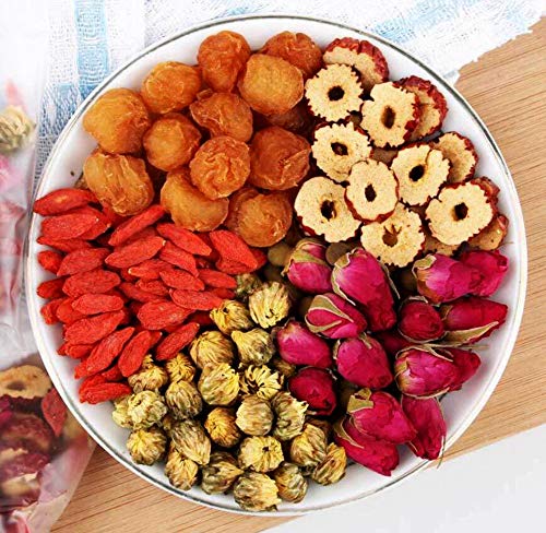 OuYang Hengzhi Longan, Dried Jujube, Goji Berry, Double Red Rose, Chrysanthemum Flowers Tea Giu Zao Wu Bao Cha 桂枣五宝茶 20 Small Bags