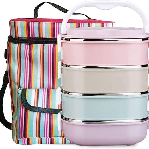 Meyeye - Fiambrera Cuadrada de Acero Inoxidable para el Almuerzo, Bolsa