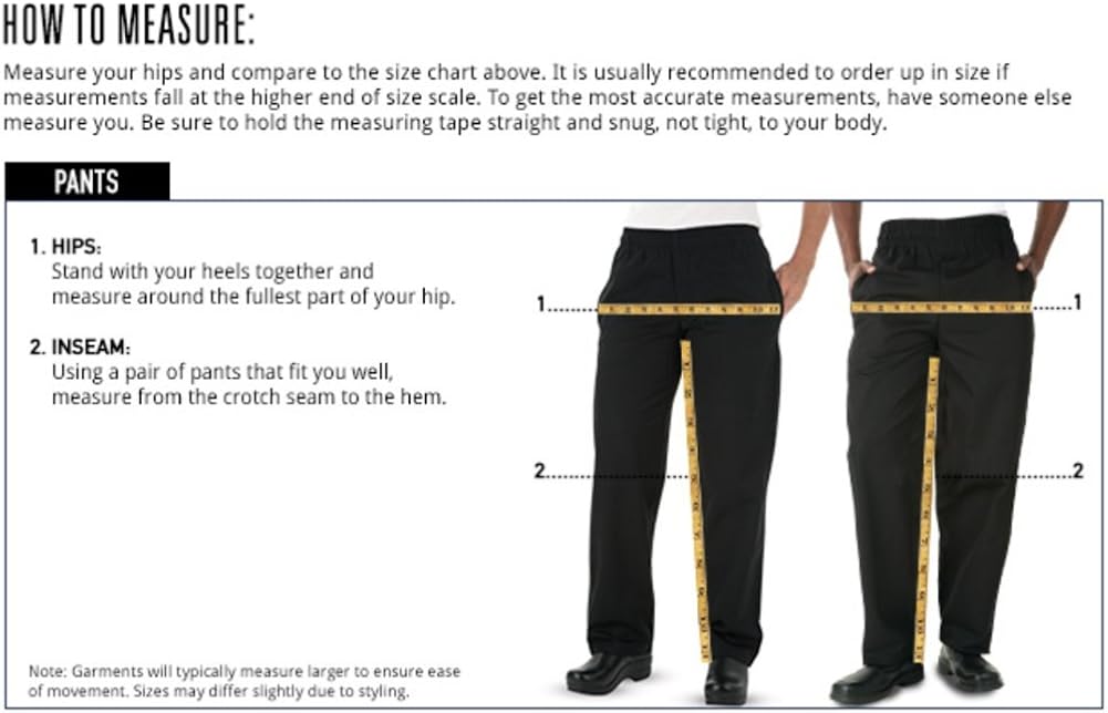 Men’s Donut Print Chef Pant (XS-3X) | Traditional Baggy Fit, 100% Cotton, Elastic Waist: Clothing
