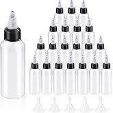 Swpeet 25Pcs Clear Dispensing Bottles with Small Funnels Kit, 2oz Boston LDPE Plastic Bottle, 60ML Empty Squeeze Dropper Bott