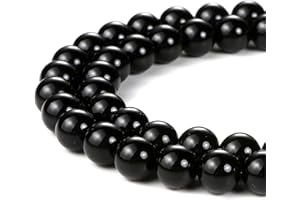 HAAMIIQII 35pcs 10mm Natural Black Onyx Beads Round Loose Gemstone Beads for Jewelry Making DIY Bracelet Necklace