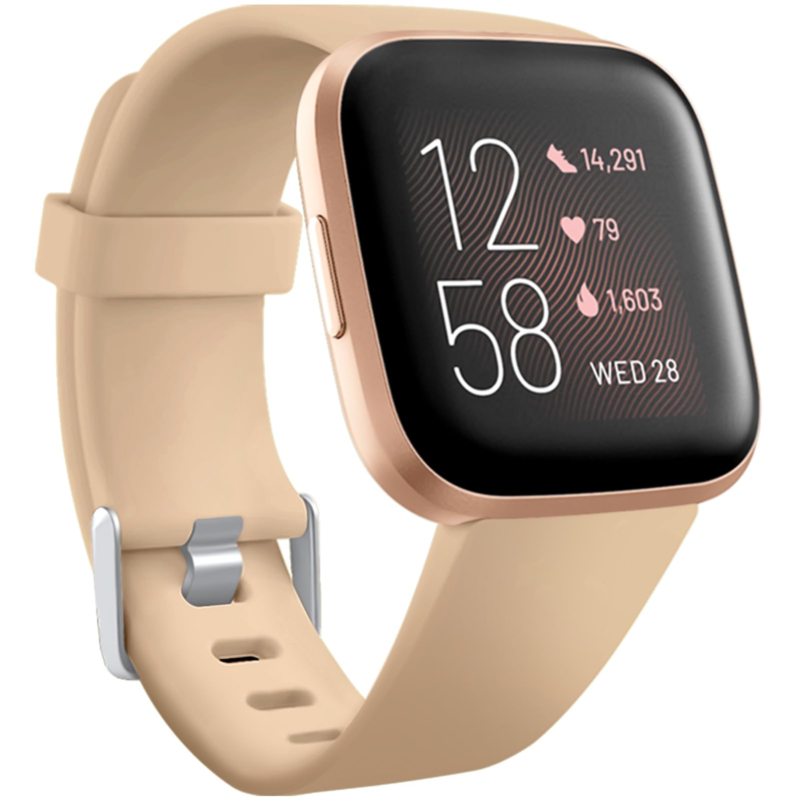 Wepro Compatible with Fitbit Versa Strap/Fitbit Versa 2 Strap/Lite - Smooth Silicone Classic Replacement Wristband Straps, Large Milktea