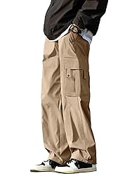PLEPAN Men's Casual Cargo Pants with Drawstring