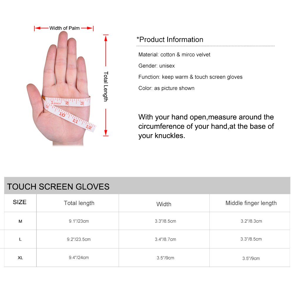 Vbiger Winter Warm Gloves Touch Screen Gloves Casual Gloves Texting Mittens for Men and Women (XL, Grey)