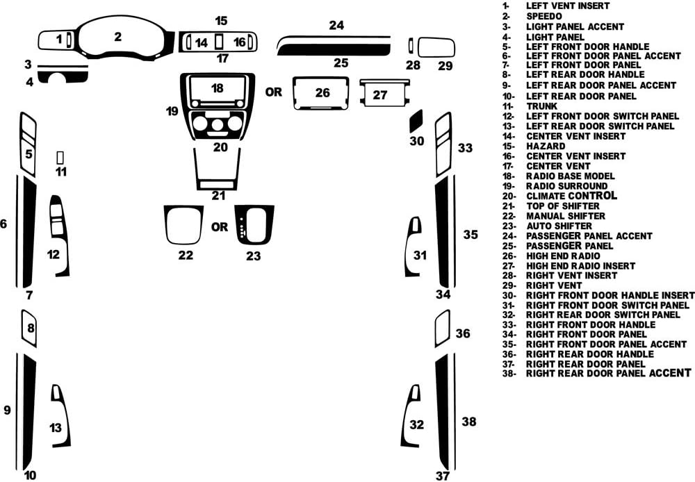 Rvinyl Rdash Dash Kit Decal Trim for Volkswagen Jetta 2011-2014 - Chrome (Silver)