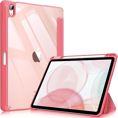FINTIE Hybrid Case for iPad Air 11 M4/M3/M2 10.9 Pink with Pencil Holder