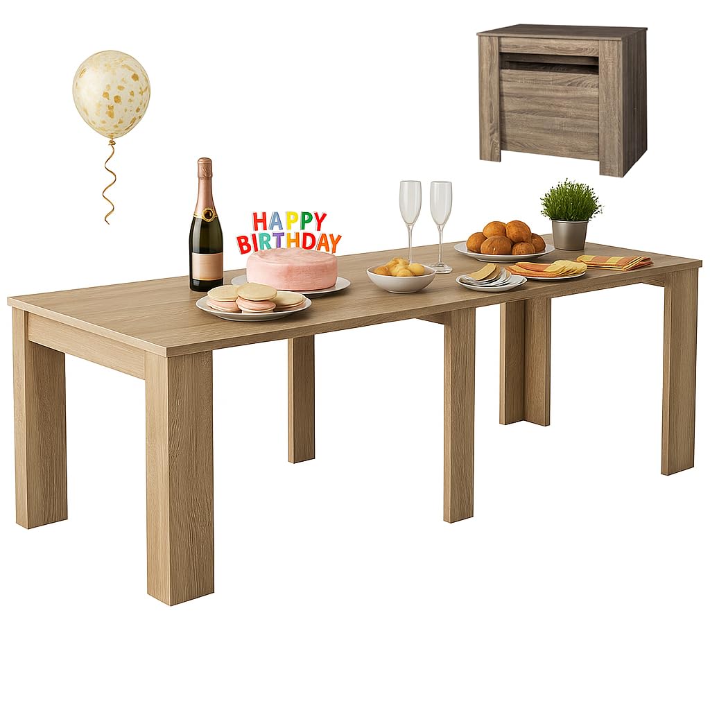 Photo 1 of ***only reference, missing box**SonkYog Expandable Dining Tabl,Seats 2–12, with Adjustable Length from 20" to 118.50" Modern Expandable Table for Entertaining and Everyday Use,Brown