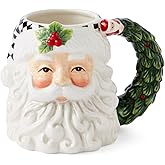 Spode Christmas Tree Santa Toby Mug - Festive Coffee Mug with Charming Decorative Santa Design - Holiday Tea Cup, Perfect for Hot Beverages, Coffee, Cocoa & More - Dishwasher & Microwave Safe