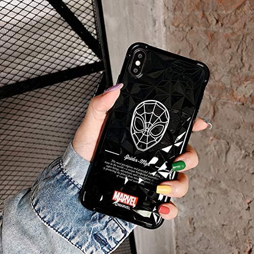 Marvel Model Spiderman Luminous Glass Phone Case, Cartoon Phone Hard Case Cover For Iphone 7p/8p/x/xs/xr/max C-iphone 7P