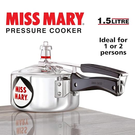 Hawkins Miss Mary Aluminum Pressure Cooker, 1.5 Litres, Silver