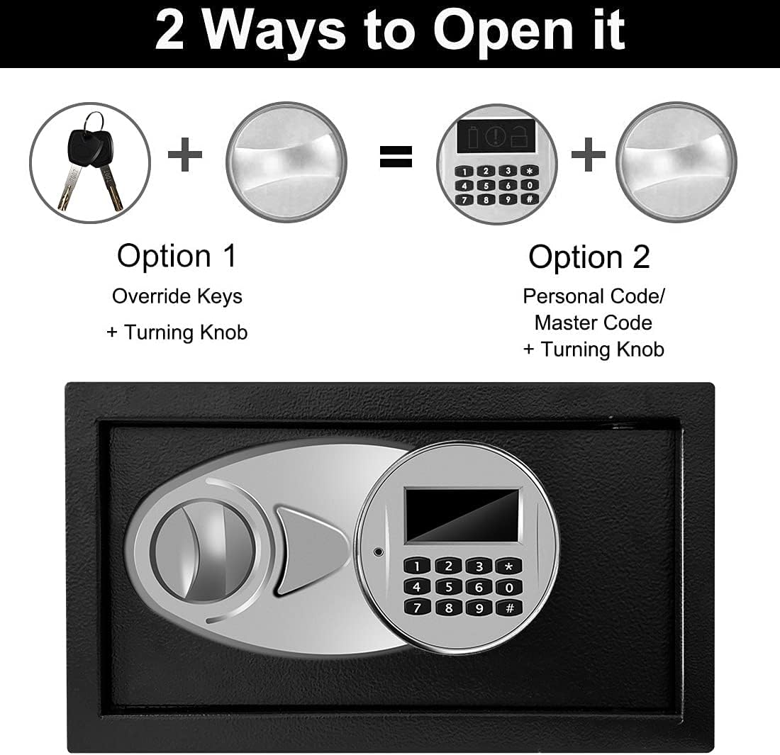 JUGREAT Safe Box with Sensor Light, Electronic Digital Securit Safe Steel Construction Hidden with Lock, High Capacity Electronic Digital Display Home Safe, 0.32 Cubic Feet - - 