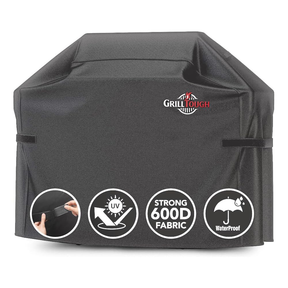 Photo 1 of GrillTough Heavy Duty BBQ Grill Cover for Outdoor Grill, 72 Inch – Waterproof, Weather Resistant, UV & Fade Resistant with Adjustable Straps – Gas Grill Cover for Weber, Charbroil, etc. Charcoal