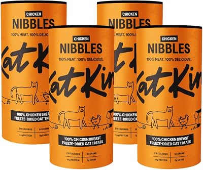 KatKin Chicken Nibbles 4 Pack 4x50g Tubes Cat Treats 100% Breast