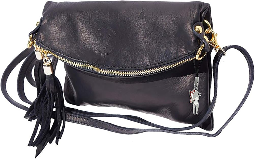 Florence OTF802S 3in1 Women's Evening Bag Shoulder Bag Black Genuine Leather 23 x 2 x 16 cm
