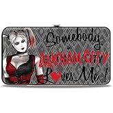 Buckle-Down Hinge Wallet - Harley Quinn Pose SOMEBODY IN ARKHAM CITY LOVES ME/Diamonds Grays/Black/Red