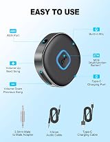 Mohard Car Bluetooth AUX Adapter 5.3 Receiver Mini Dual Connection 16H view 5