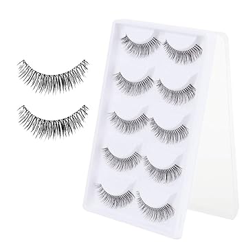 Electomania 5 pairs of handmade false eyelashes can be reused with women's natural makeup eyelashes (without mascara)