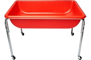 Children's Factory 24" Large Sensory Table, Portable Sandbox, Water Table for Kids, Red