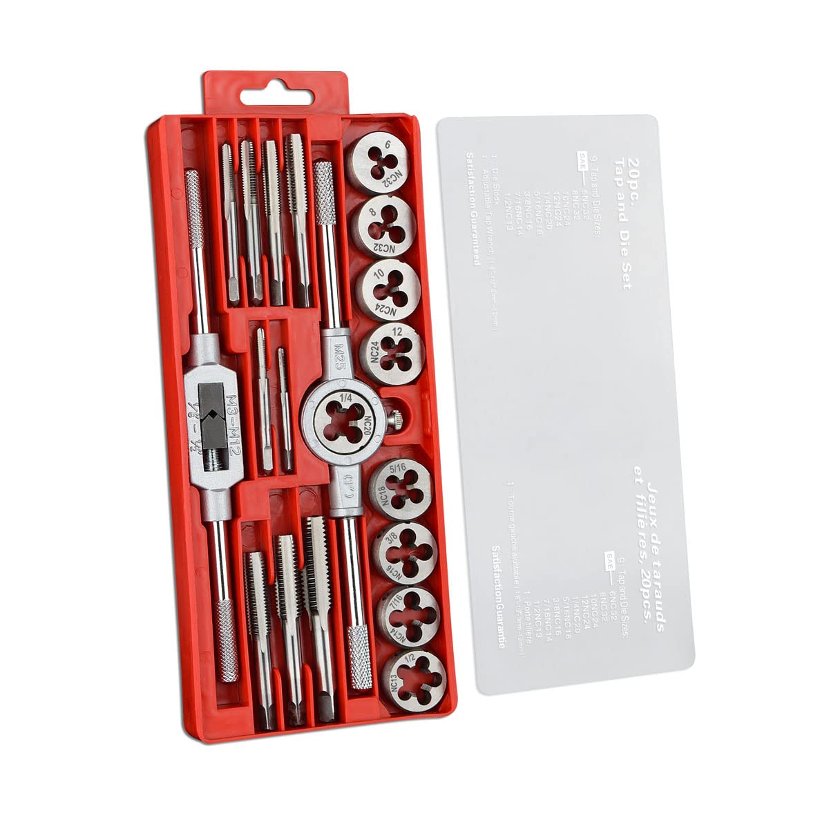 Gunpla UNF and UNC Taps and Dies Set 20 Pieces Tungsten Alloy Steel Tapping and Threading Tool Kit 6NC32-1/2" NC13, Heavy Duty Internal and External Cutting Male Female Threads with Die Holder