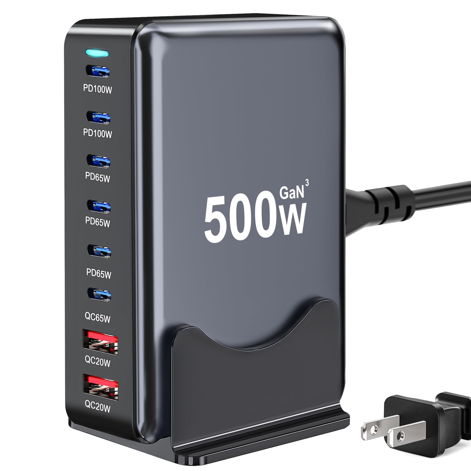 Photo 1 of 500W USB C Charger Block, 8-Port Fast USB Charging Station Dual PD 100W GaN ? Pro Charging Station For Multiple Devices, Laptop Charger Adapter Compatible with MacBook, DELL, iPad, iPhone, Samsung etc