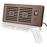 WeeLeeGoo Register Booster Fan for 4" x 10" Vents Only, 10 Speeds to Control Cool and Warm Airflow, Air Conditioning Vents with LED Screen Remote & Thermostat Control, for Room Walls & Floors (Brown)