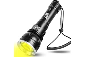 PFSN PROFESSIONER Dive Light Scuba Diving Flashlight - PFSN High Lumens Yellowish Light Dive Torch, 150M Waterproof, 400M Long Range Diving Light, Best Underwater Flashlight for Diving, Caving Spearfishing Hunting
