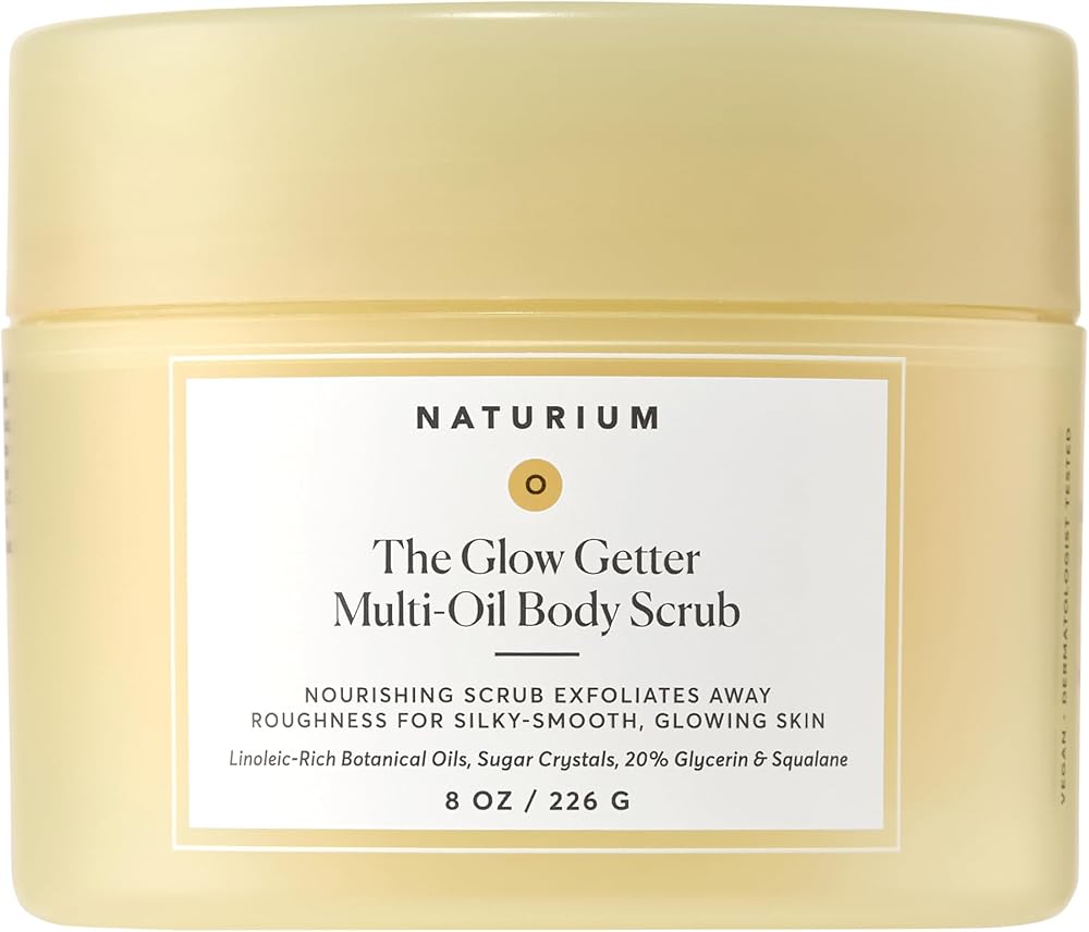 Naturium The Glow Getter Multi-Oil Body Scrub, 8 fl oz | Hydrating Exfoliator for Smooth Skin & Natural Radiance, with Linole