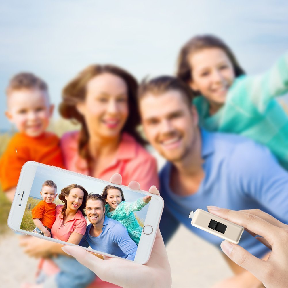 oscoo Dual USB flash drive per Type-C 3.1 + USB 3.0 (Oro e Nero) 64 Gb