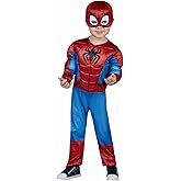 Jazwares Toddler SPIDEY Spiderman Marvel Spidey & His Amazing Friends Halloween Costume with Paded Jumpsuit & Fabric Mask