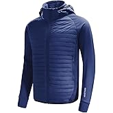 baleaf Men's Running Jacket Lightweight Warm Up Puffer Jacket Hybrid Thermal Hiking Golf Insulated Coat Thumble Hole