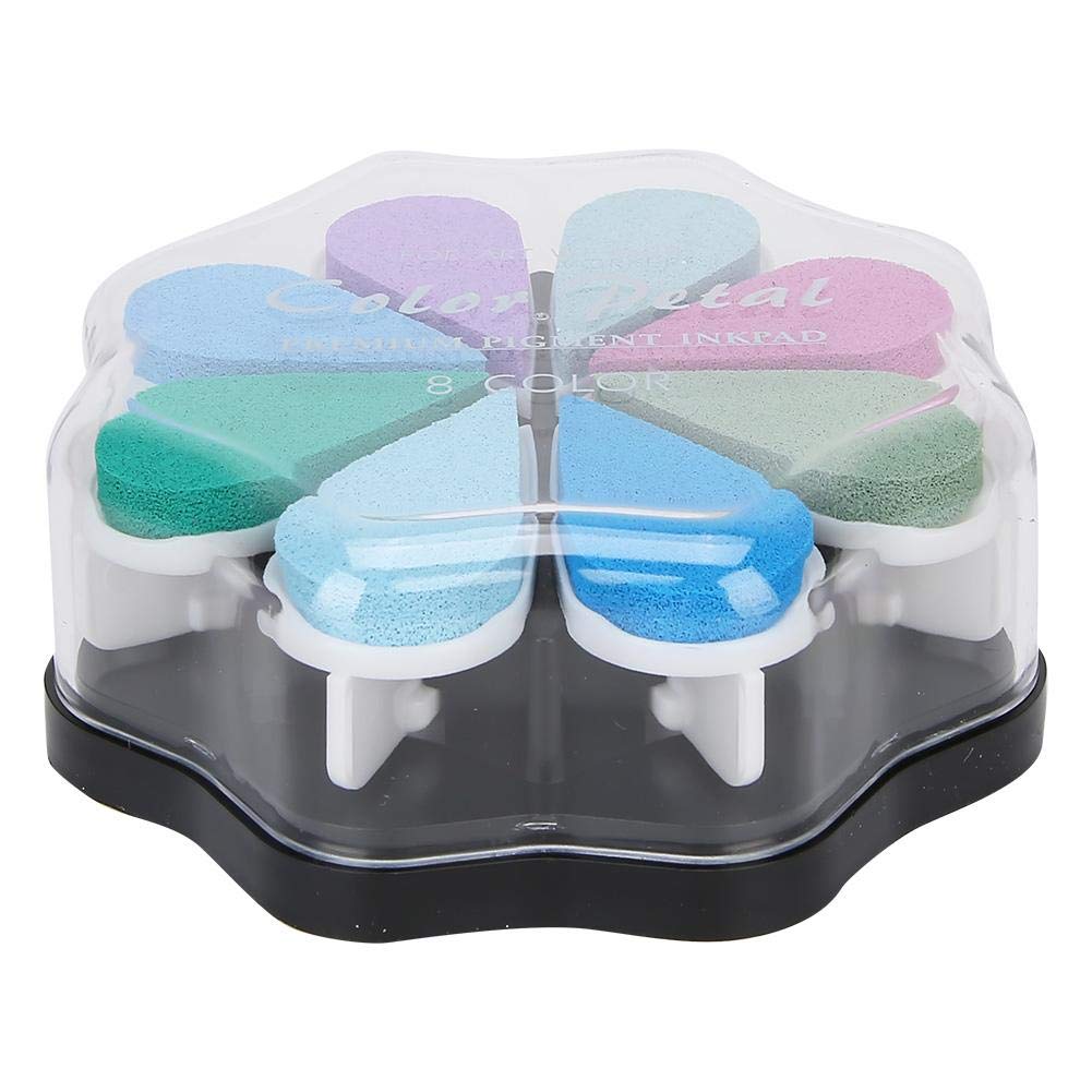 Ink Pad, 8 Colors Petal Shape Stamps Ink Pad for Schedule Book Scrapbook DIY Multicolor Craft Painting Accessories for Artists