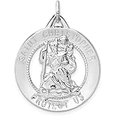 Auriga Fine Jewelry 925 Sterling Silver St. Christopher Medal Pendant (L- 35 mm, W- 25 mm)